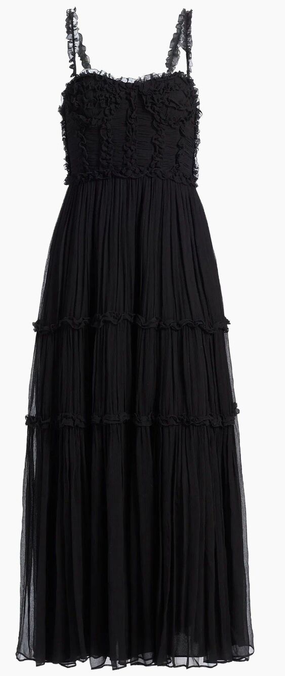 Ulla Johnson Talitha Silk Smocked Cami Maxi Dress in Black New With Tags Size 0